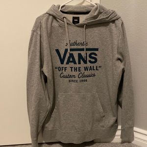 Vans Gray Hoodie with Navy Blue Writing. Good Condition